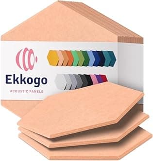 Acoustic Panels 12-Pack Soundproof Wall Panels 14"X12.1"X0.4" Sound Panels High Density Sound Dampening Panels - [Peach Beige Hexagon]