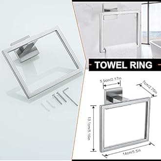 YACVCL 5-Piece Bathroom Hardware Accessories Set 23.6 inch Towel Bar Towel Rack Sets Modern Towel Ring Kit Stainless Steel Wall Mounted (Brushed Nickel)