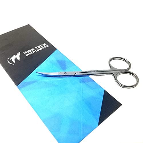 HTI Iris Micro Dissection Lab Sharp Scissors, Curved, 4.5" (11.43cm) Fine Point, Stainless Steel (Pack of 1)