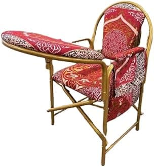 REBENUO Muslim Prayer Chair Islamic Comfortable Cushioned Chair With Armrest And Side Pocket Foldable Salah Chair for Sujud. كرسي صلاة (Red)