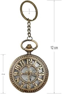 Tiny Tim Vintage Roman Numerical Pocket Watch Keychain – Antique Brass Quartz Watch for Men & Women (Numerical)