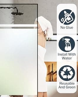 Frosted Glass Window Privacy Film, Removable, Static Cling, Heat/UV Protection, Anti-Glare, with Installation Tools (35.4 x 157.5 Inch)