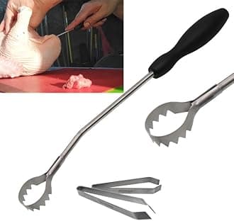 CNQLIS Lung Remover Tool for Easy Evisceration of Poultry Lungs Comes with Two Plucking Clips Suitable for Eviscerating Chicken and Ducks Rubber Handle Easy Clean Materials