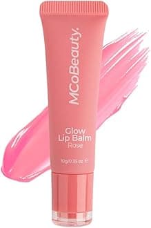 MCoBeauty Glow Lip Balm Rose - Hydrating Tinted Lip Care with Glossy Shine for Soft Smooth Lips - Nourishing Lip Treatment Moisturizer, Plumping Glow Balm - Vegan Cruelty Free Beauty Essentials