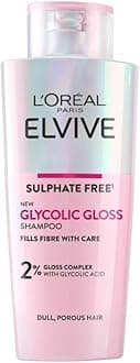 Shampoo for Dull Porous Hair, Elvive Glycolic Gloss Sulphate-Free with Glycolic Acid Complex for Mirror-like shine, Instantly Transforms Dull Hair for Shine, Smoothness & Strength, 200ml