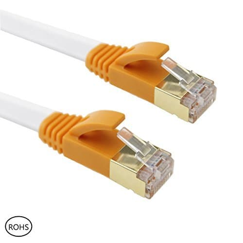 Apfamli Ethernet Cable Cat7 RJ45 Network Patch Cable Flat 10 Gigabit 600Mhz Lan Wire Cable Cord Shielded for Modem, Router, PC, Mac, Laptop, PS2, PS3, PS4, XBox, and XBox 360-White(25Feet)