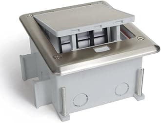 Lew Electric OB-1-SP-6PORT Outdoor Pop Up Floor Box with Empty 6-Port Keystone Plate, Stainless Steel Top, Push Button Open