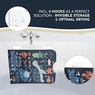 Bath Tub Mat Non Slip Anti Mold for Kids BPA Free INCL Hooks - homerella® Ocean Sea Animals 40x16, Baby Bath Mat Non Slip 200 Suction Cups, Non Toxic Machine Washable Toddler Bath Mat, EU Certified