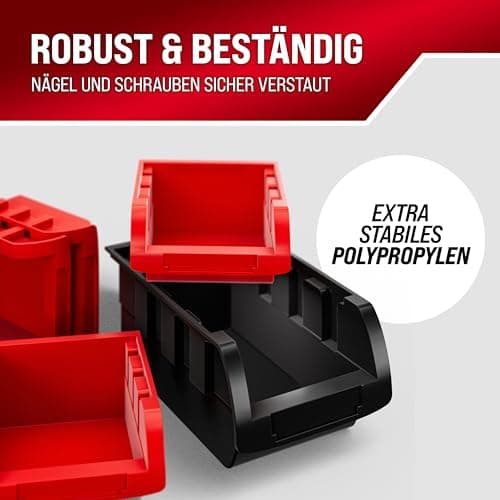 Wall Mount Storage Bin Kit 32 pcs with stackable Boxes - Garage and Warehouse Tools Plastic Storage Rack Board by DEUBA GmbH & Co. KG.
