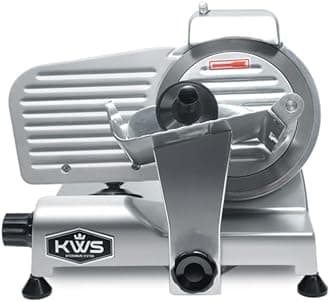 KWS Premium MS-6SS 200w Electric Slicer 7.67-Inch Stainless Steel Blade, Frozen Meat/Deli Meat/Cheese/Food Slicer Low Noises Commercial and Home Use