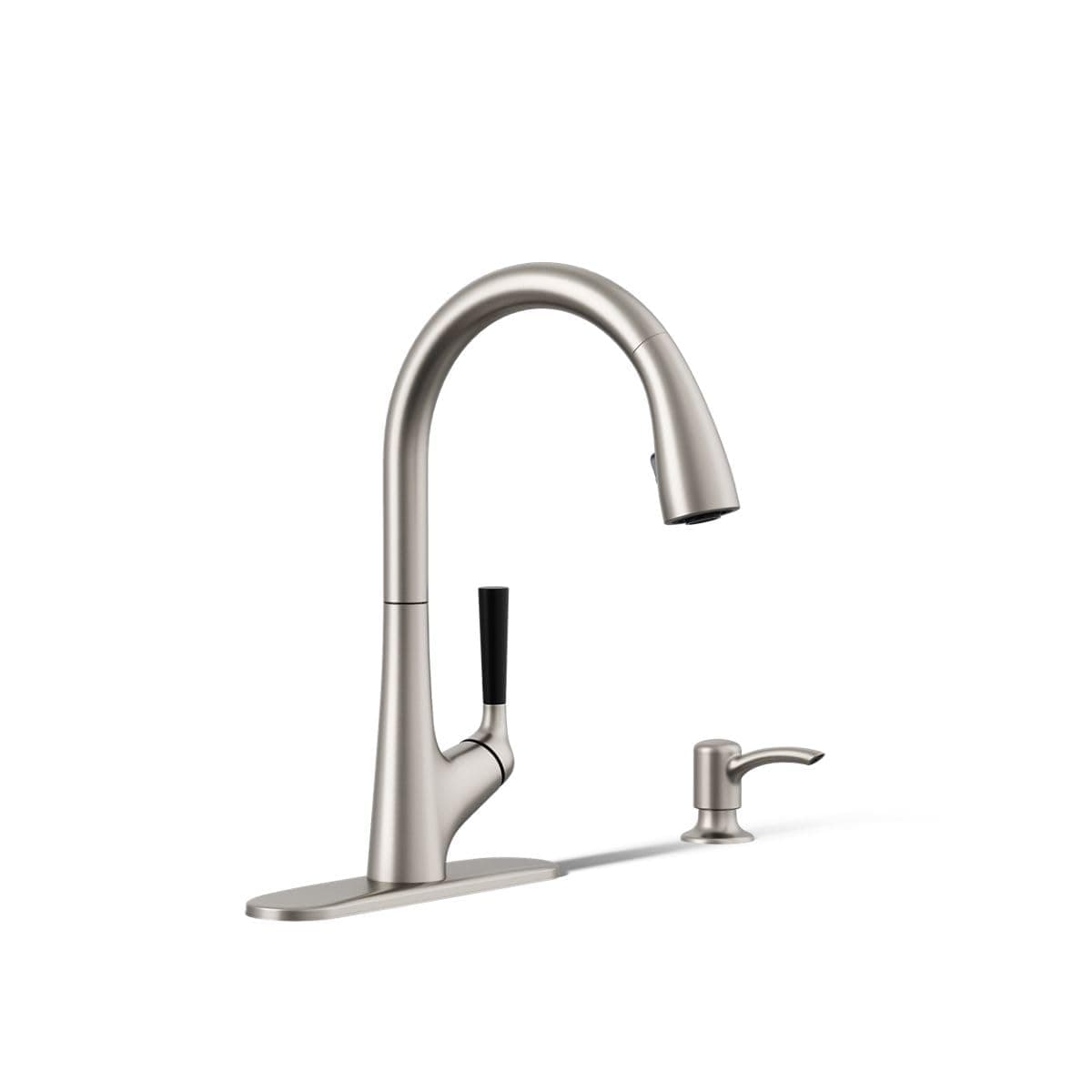 KOHLER K-R562-SD-VS Malleco Pull-Down Kitchen Faucets with Soap Dispenser, Vibrant Stainless Kitchen Sink Faucets, Vibrant Stainless