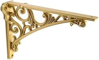 Decorative Shelf Bracket 12 inch Antique Gold Brackets for Shelving Solid Heavy Duty Vintage DIY Projects Hardware Included 2 Pack