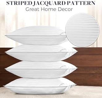 Basic Beyond King Size Pillows Set of 4 - Soft 20 x 36 Inches 4 Pack King Down Alternative Pillows for Back, Stomach or Side Sleepers, White