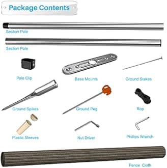 PATIO Outdoor Privacy Fence with Stainless Steel Poles Dog Fencing for Deck Backyard Yard Freestanding Removable Privacy Fence Barrier Garden Chicken Fence with Spikes Hollow Brown 6'x51'