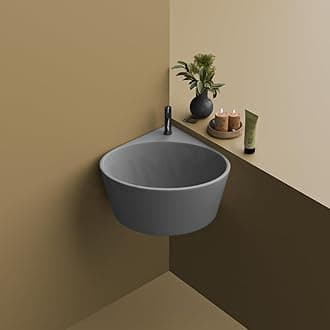 Ceramic Corner Basin/wall Mount Basin for Bathroom/wall Hung Wash Basin/small Corner Sink (Grey)