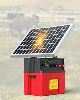 Solar Electric Fence Charger with Built-in Siren Alarm, 1.2 Joule Energizer & 12000mAh Battery, 10W Solar Panel Covers up to 20 Miles, Ideal for Livestock, Cattle, Poultry, Horses, Farm Use