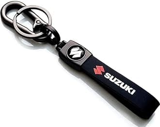 Suzuki Leather Key Chain Stylist Strong Stainless Steel, Black