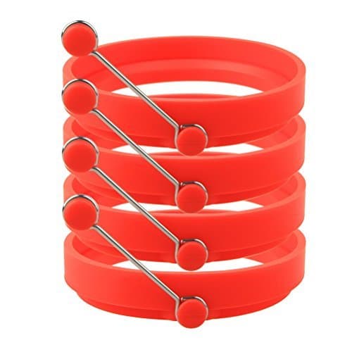 4 Pack Non-stick Silicone Egg Ring, Kitchen Cooking Round Egg Pancake Rings Mold BPA Free-Red