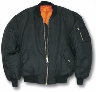 MA1 BOMBER JACKET WITH HEAVY BRASS ZIP (S, BLACK)