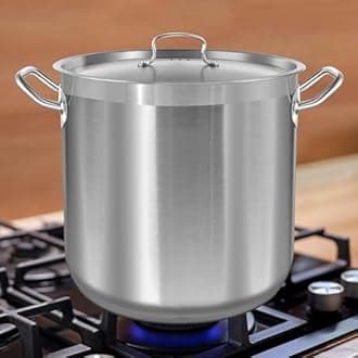 NutriChef Stainless Steel Cookware Stockpot, 37.8 Litres Heavy Duty Induction Soup Pot with Stainless Steel Lid and Strong Riveted Handles, Even Heat Distribution, Compatible with Most Cooktops