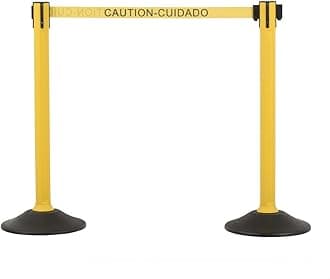US Weight Crowd Control barriers- Sentry Stanchion with Retractable Belt Barrier– Easy Connect Assembly (2-Pack) Crowd Control Stanchions - Caution
