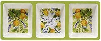 Lemon Zest 3-Piece Melamine Hostess Serving Set – Citrus-Inspired Durable Tableware for Chips & Dip, Tapas, Fruit, Appetizers, Dessert, BBQ, Outdoor Entertaining & Summer Dining