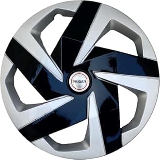 PRIGAN Wheel Cover for Universal Silver Black Wheel Cover 16" for All 16 Inch Cars (Set of 4 Pcs) (Press Fitting) Model Name- Magnite DC 16