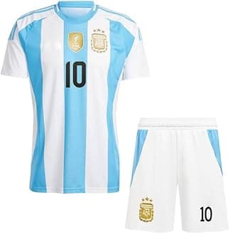 Argentina Jersey Messii 10 Sports Football Team Home Jersey 2024/2025 with Printed Set for (Boys & Men)