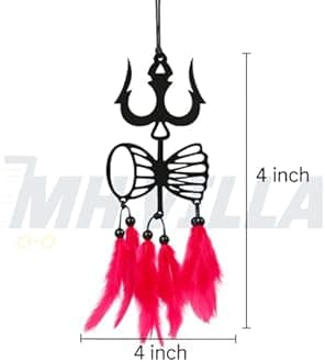 Acrylic Car Hanging Accessories Interior - Elegant Dream Catcher for Car - Charm for Auto Decor - Stylish Handmade Ornament for Rear View Mirror Decoration - Trishul, Pink