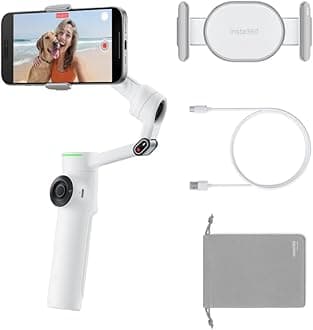 Insta360 Flow 2 Pro White - Foldable AI Phone Gimbal, Track in 200+ Apps with Apple DockKit, Multi-Person Tracking, 360º Pan Tracking, Built-in Tripod/Selfie Stick, iPhone/Android Portable Stabilizer