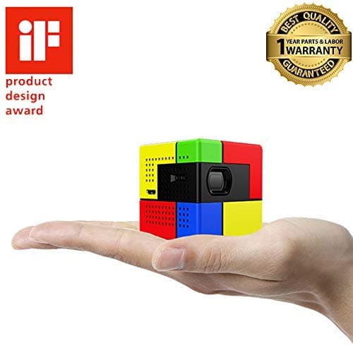 UO Smart Beam LED Projector [for USB Type-C connectivity Devices & PC] Including Micro HDMI to HDMI Cable and USB C-Type Connector, Perfect for Kids Room Travelers RVs Campers (UO Smart Beam Art)