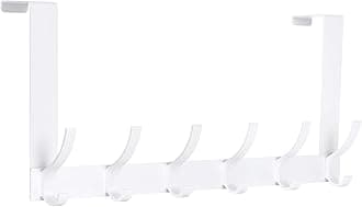 Over The Door Hooks, Door Hanger Hooks for Hanging, Over The Doors Towel Racks for Bathroom with 12 Coat Hook, Coat Rack Bathroom Accessories（1 Pack, White）