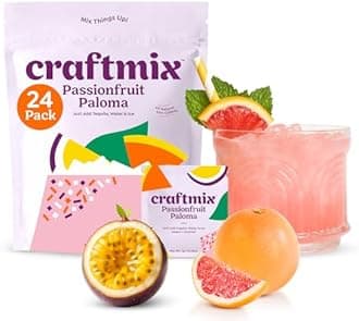 Craftmix Passionfruit Paloma Cocktail & Mocktail Drink Mixer, Skinny Mixes - Water Flavoring Packets - Made With Real Fruit - Vegan, No-Carb, No-Sugar, Non-GMO, Dairy Free, Gluten Free, 24 Pack