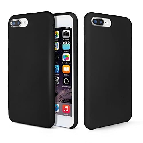 iPhone 8 Plus Case, iPhone 7 Plus Case, Fuleadture Liquid Silicone Gel Rubber Shockproof Soft Protective Cover with Microfiber Cloth Lining Cushion for Apple iPhone 7 Plus/8 Plus - Black