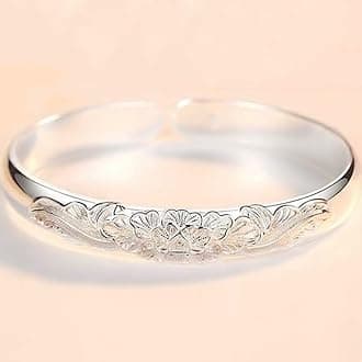 Abiotp Sterling Silver Bangle Bracelets for Women 925 silver Cuff Bracelet Adjustable Jewelry Fashion Simple Open Bangles Cuff Jewelry for Women Mom Wife Mothers Day Valentine Gift