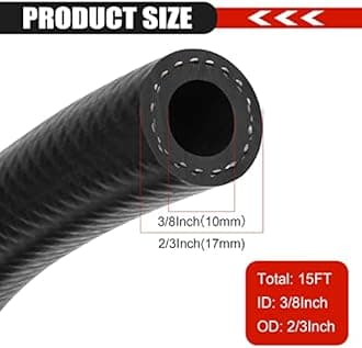 3/8 Inch (10mm) ID Fuel Line Hose 15FT NBR Rubber Push Lock Hose High Pressure 300PSI for Automotive Fuel Systems Engines