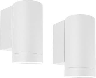 Klighten 2 pcs Outdoor Wall Lights IP65, Outside Down Lights, Exterior Wall Lighting Aluminum Modern Wall Lamp for Garden Entrance Terraces Corridor, Socket GU10, Bulbs not Included, White