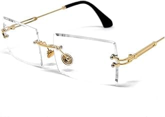 Luxury Rimless Designer Square Retro Gold Wire Metal Frame Clear Lens Eye Glasses Unisex Trendy Rectangle Frameless Hip Hop Glasses For Men And Women