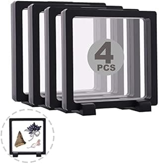 YITOU 4 Set 6.3 Inch 3D Floating Display Frame Case for Jewelry, Challenge Coin Display Stands Case Holder for Fossil, Rock, Gemstones, Megladon Tooth, Specimens, Floating Frame Case