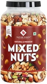 Nature Purify Trail Mix Dry Fruits Fit for Fasting 500GM | Healthy Snacks Mixed Nuts with Dry Fruits | Almonds | Cashews | Dried Apricots | Pista | Black raisin | Green raisin & More Healthy Snack