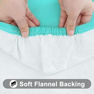 Smiry Rectangle Tablecloth, Elastic Fitted Flannel Backed Vinyl Tablecloths for 8ft Folding Tables, Waterproof Wipeable Table Covers for Indoor, Outdoor, Picnic and Camping (Teal, 36"x96")