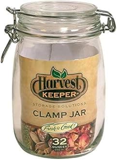 Harvest Keeper Glass Storage Jar w/ Metal Clamp Lid - 32 oz