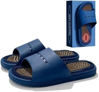 Acupressure Massage Slippers Acupressure Foot Massager Shoes Reflexology Sandals Gift for Men Women Reduce Feet Neuropathy Pain Relief and Tension (Blue,US women10.5-12/men9-10.5)