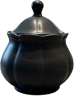 WAIT FLY Vintage Embossed Ceramic Sugar Bowl with Lid, Sugar Container, Sugar Jar for Kitchen Countertop, Coffee Bar-Black-Sugar Bowl