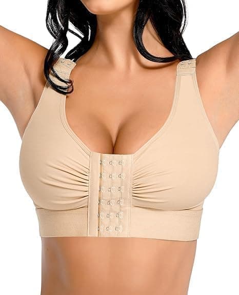 Post Surgery Compression Bra for Women's Front Closure Bra with Adjustable Straps Wirefree