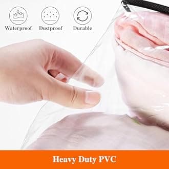 Vieshful 7 Pack Clear Comforter Storage Bag, 60L Clothes Storage Bag with Zipper Closet Organizer, Plastic Storage Containers Moving bags for Comforter, Blanket, Bedding, Duvet, Toys
