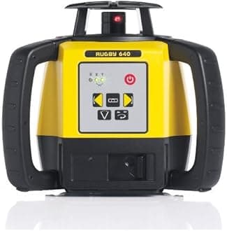 Leica R640,REBasic, Alkaline Rugby 640 1650-Feet Self Leveling Horizontal, Vertical, 90 Degree beam, Manual dual Slope, Rotary Laser Kit with Rod Eye Basic Receiver, Yellow
