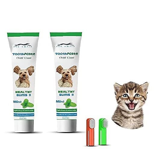 Pets Empire Teeth Cleaning Set for Pets includes Toothpaste for dogs and cats with finger brush set