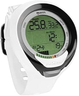 Mares Puck Pro+ Wrist Dive Computer | Ultra Flat Design Watch-Style One Button Control Underwater Scuba Diving Computer, White/Black