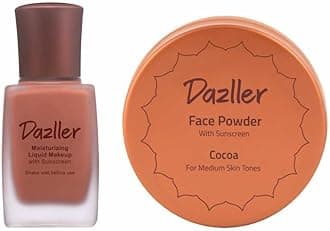 Dazller Face Combi Pack (Cocoa) : Moisturizing Liquid Makeup, 27mL + Face Powder, 30g, Lightweight, Added Sunscreen, Skin-Friendly Ingredients, Paraben-Free, Vegan, Cruelty-free